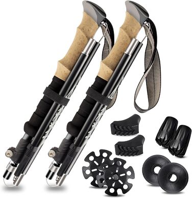 Тrekking-палиці Wanderstöcke: телескопічні палиці для ходьби та трекінгу, регульовані 110-130см, з металевим затвором та пробковими ручками