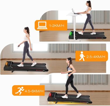 Біговий килимок CITYSPORTS під стіл з LED-дисплеєм, 6 км/год, Bluetooth, пульт ДУ. Міні-бігова доріжка для дому.