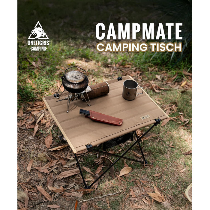 OneTigris CAMPMATE Стіл для кемпінгу складний, легкий, на 30 кг, Ranger Green (Kojote Brown)