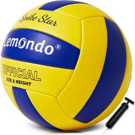 Волейбольний м'яч Lemondo PU для пляжного волейболу, м'який, водостійкий, з насосом. Підходить для гри та тренувань в приміщенні та на пляжі. Жовтий колір.