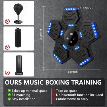 Музична бокс-машина з рукавичками для боксу, Bluetooth, для дітей та дорослих, для залу, чорна