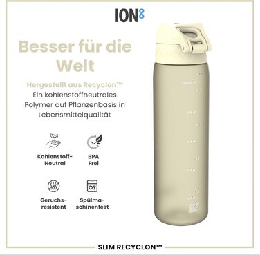 Ion8 Tritan пляшка для води, 500 мл, рожева, без BPA, з клапаном, для спорту, зручна, легко мити