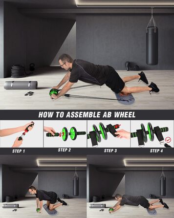 Фітнес-набір 27 в 1 BOOSTEADY: дошка для віджимань, ручки-опори, еспандери, ролик для преса та стійка для пілатесу