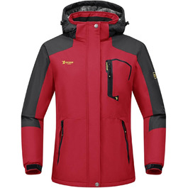 Зимова куртка Rdruko для жінок: водонепроникна, флісова, для сноуборду та гірських походів, яскраво-червона, розмір L