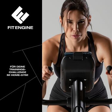 Велотренажер FitEngine з алюмінієвим маховиком, 24 рівні навантаження, 28 програм, регульоване сидіння, сумісний з додатками, для зросту до 195 см та ваги до 120 кг