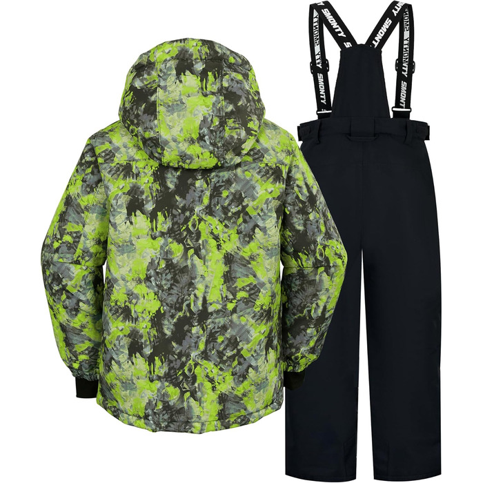 SNOWER Дитячий зимовий комбінезон для хлопчика з капюшоном, теплий гірськолижний костюм, кольорове зелений, 6-7 років