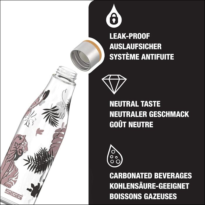 Скляна пляшка для води SIGG Metis Sumatra 0.6 л, термостійка, без пластику та BPA, герметична, колаборація One Tree Planted Tiger