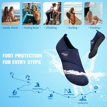 Шкарпетки для плавання WateLves: чоловічі та жіночі, для басейну, пляжу та серфінгу. Швидко сохнуть, дихають, унісекс, 40/41 EU, синій