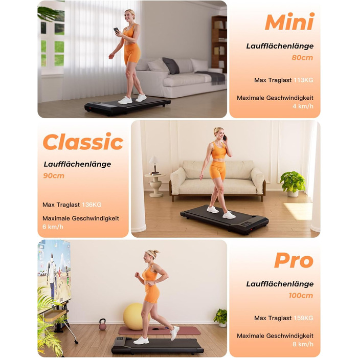 Walking Pad Lacuffy 2.5 HP: біговий доріжки для дому з керуванням через додаток, підтримка 136 кг, чорний, 90 см