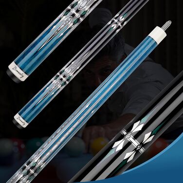 Набір для більярду Bonvalry Pool-Queue-Kit: якісний більярдний кий з обробленого клена, кейс та аксесуари (синій, 540 г)