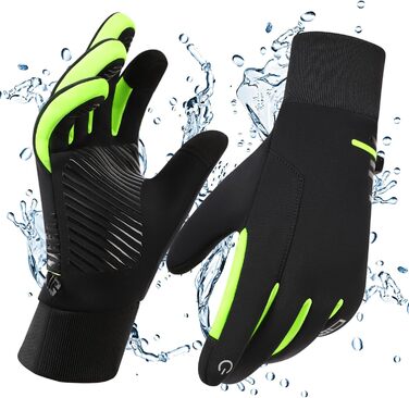 Водонепроникні зимові рукавички KynciLOR для чоловіків та жінок, рукавички для мотоцикла, гірськолижного спорту, бігу, з сенсорним екраном, неслизьке силіконове покриття, теплі рукавички, зелені