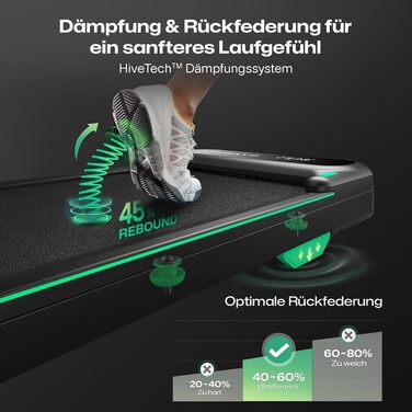 UREVO Smart Walking Pad: компактний біговий килимок під стіл з амортизацією, керування через додаток та пультом, 38x102 см