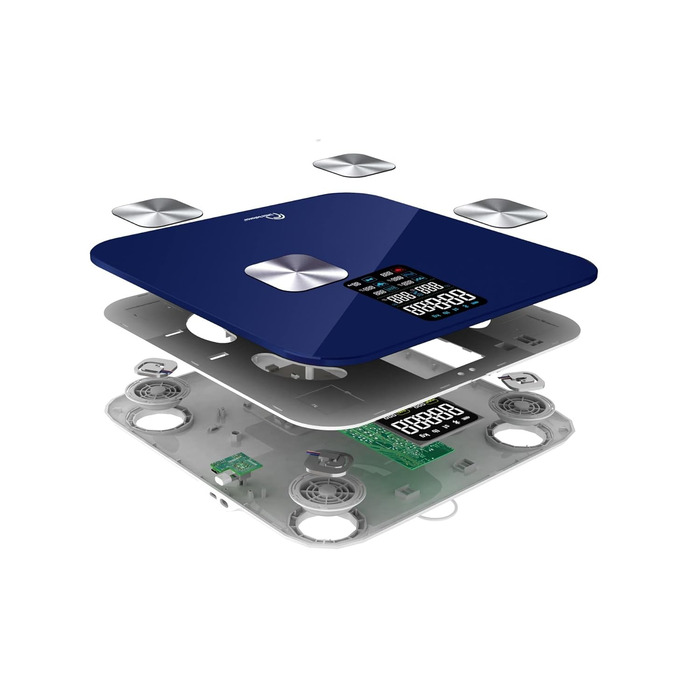 Ваги-аналізатор тіла LITTLE BALANCE 8661 Cardio X4 USB-R, нічний синій, до 180 кг, розумні, з USB зарядкою, перезаряджувані, без батарейок, ремонтопридатні