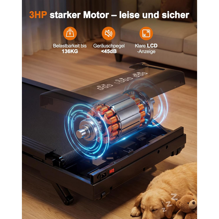 Бігова доріжка Lacuffy Walking Pad з нахилом для дому та офісу, керування через додаток, AI-тренування, підтримує до 136 кг, 90 см, чорна