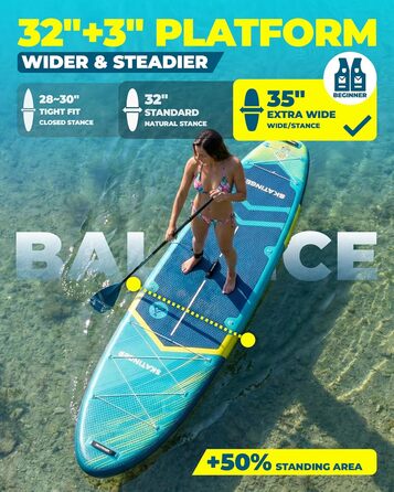 Надувне SUP-борд Skatinger для йоги та стоячи, 289x864x152 мм, 1600D рюкзак, блакитний