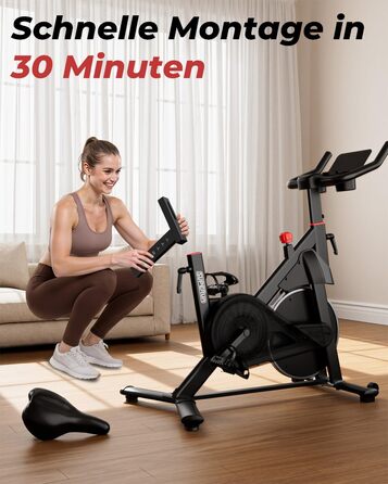 Велотренажер спінінг Heimtrainer Fahrrad з додатком, 15 кг маховика, чорно-червоний