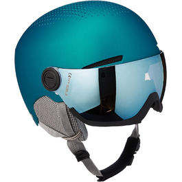 Дитячий лижний шолом ALPINA ZUPO VISOR Q-LITE з візором, посиленою контрастністю, синій матовий, легкий, розмір 48-52 см