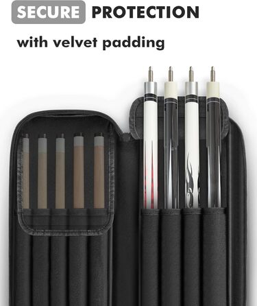 Чохол для більярдної кістки, 10 x 13 см, з кишенями, на 4 кістки, 5 аксесуарів, з підкладкою, м'який та міцний, з регульованими плечовими ременями для чоловіків та жінок (Чорний / Сірий)