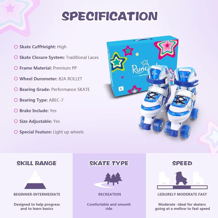 Дитячі ролики 4 розмірів, регульовані, для дівчаток та хлопчиків, блакитні (23-27 EU)