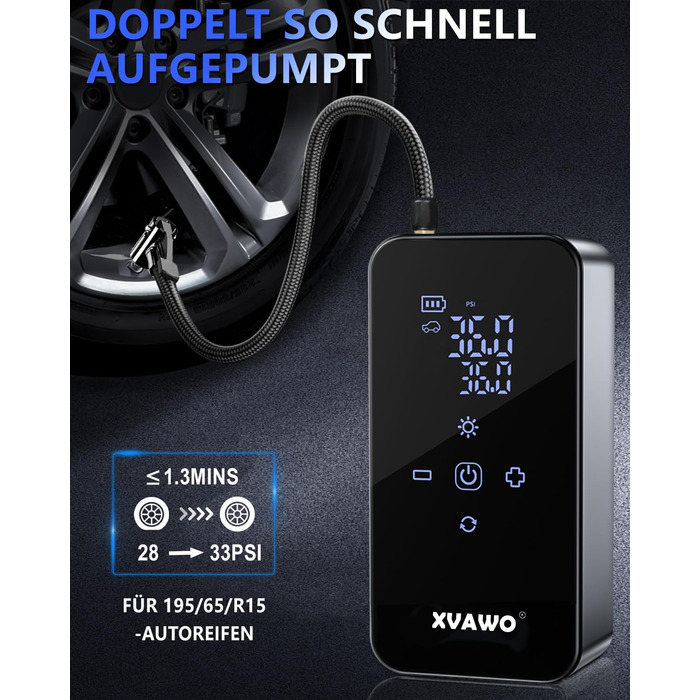 Електричний міні-компресор для накачування шин: насос для велосипеда, авто, мотоцикла, електровелосипеда та м'ячів з цифровим дисплеєм та акумулятором