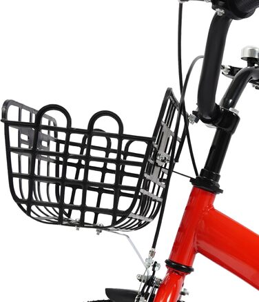 Дитяче велосипед 12 дюймів з регульованою висотою сідла, для дітей 2-5 років. Тренувальний велосипед з додатковими колесами, кошиком та пляшкою. Дівчачий/хлопчичий велосипед (червоний)