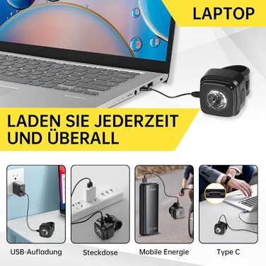 Велосипедні ліхтарі SPGOOD: комплект переднього та заднього ліхтаря, USB-C, водонепроникні (IPX5), сертифіковані StVZO