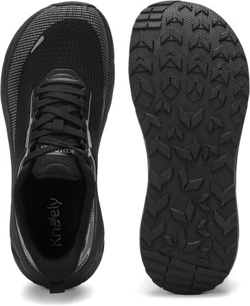 Кріцелі: бігові кросівки для чоловіків з широкою передньою частиною. Ідеальні для трейлраннінгу, бігу по дорогах, трекінгу, спорту та фітнесу. Чорний колір, розмір 44 EU