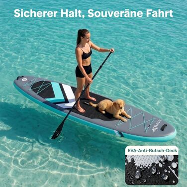 Надувний SUP дошка SereneLife 84x32 см до 160 кг для дорослих - комплект з веслом, насосом, рюкзаком