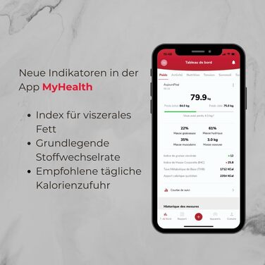 Вага TERRAILLON MASTER FIT ULTRA з підключенням Wi-Fi, аналіз складу тіла (жир, м'язи, вода, кістки, вісцеральний жир), BMI, щоденна калорійність
