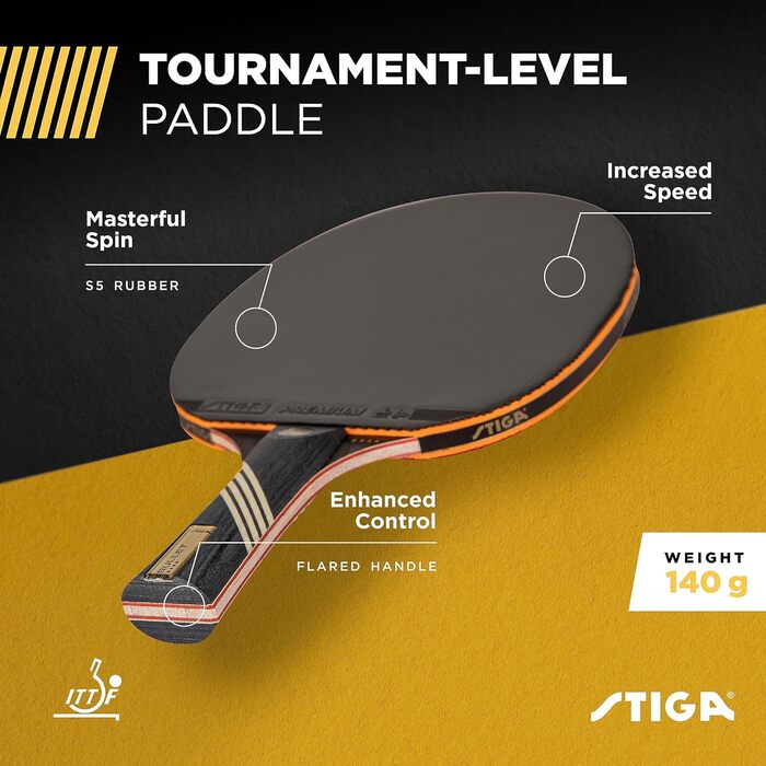 Пін-понг лопатка STIGA Bullet: 5-ша шарів, легка, губка 2 мм, зручна ручка для гри, професійна ракетка для змагань