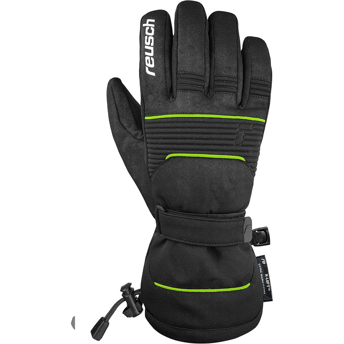 Reusch Унісекс зимові лижні рукавички Crosby R-tex XT, водонепроникна мембрана, теплі спортивні рукавички для сноуборду і катання, чорні/неоново-зелені, розмір 8