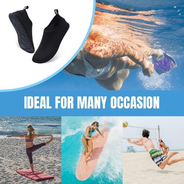 Аквашузи для плавання та відпочинку на пляжі - чорні, 36/37 EU, швидко сохнуть, для чоловіків та жінок