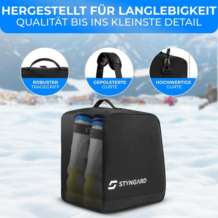 Чохол для лижних черевиків STYNGARD Cortina чорно-білий [38 л] - сумка для лижних черевиків з місцем для аксесуарів