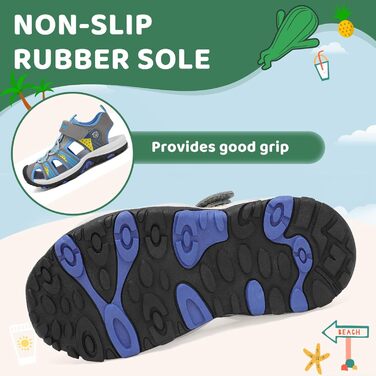 Сандалі дитячі SAGUARO для хлопчиків та дівчаток Trekking, сірі, 38 EU - Нековзні, дихаючі пішохідні сандалі