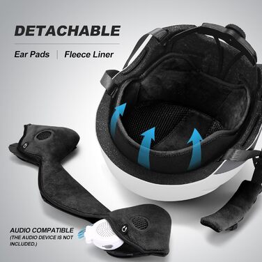 Шолом для сноуборду та лиж Odoland з маскою: захист UV 400, для жінок та чоловіків, розмір L (60-61 см), білий