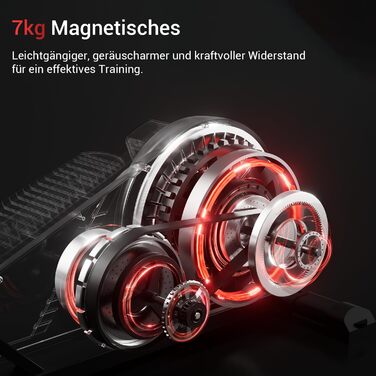 Еліптичний тренажер CURSOR для дому з 16 рівнями опору, тихий магнітний еліпс, довжина кроку 40 см, датчики пульсу, LCD-дисплей, вантажопідйомність 159 кг (Червоний-70)