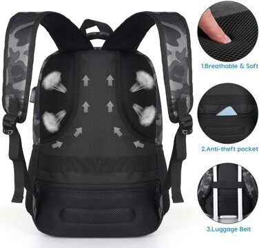 Рюкзак для ноутбука YAMTION 35L, водонепроникний, з USB-портом, для чоловіків і жінок, шкільний