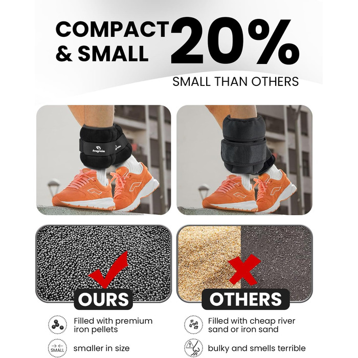 Ваги для ніг та рук Fragraim (2x0.5кг - 2x5кг) - залізні манжети для фітнесу, бігу, гімнастики