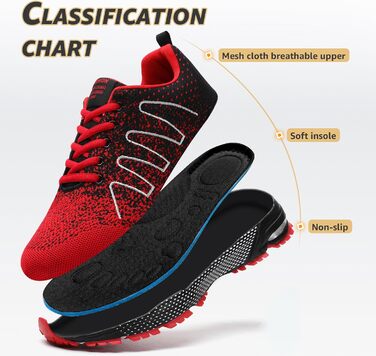 Чоловічі кросівки ASHION для бігу та занять спорту. Дихаючі, легкі, червоні, розмір 42 EU