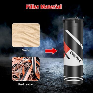 Боксерський мішок Dripex з наповнювачем, важкий підвісний боксерський мішок, комплект з міцним сталевим ланцюгом на 360° та боксерськими рукавичками для тренувань кікбоксингу, фітнесу, MMA