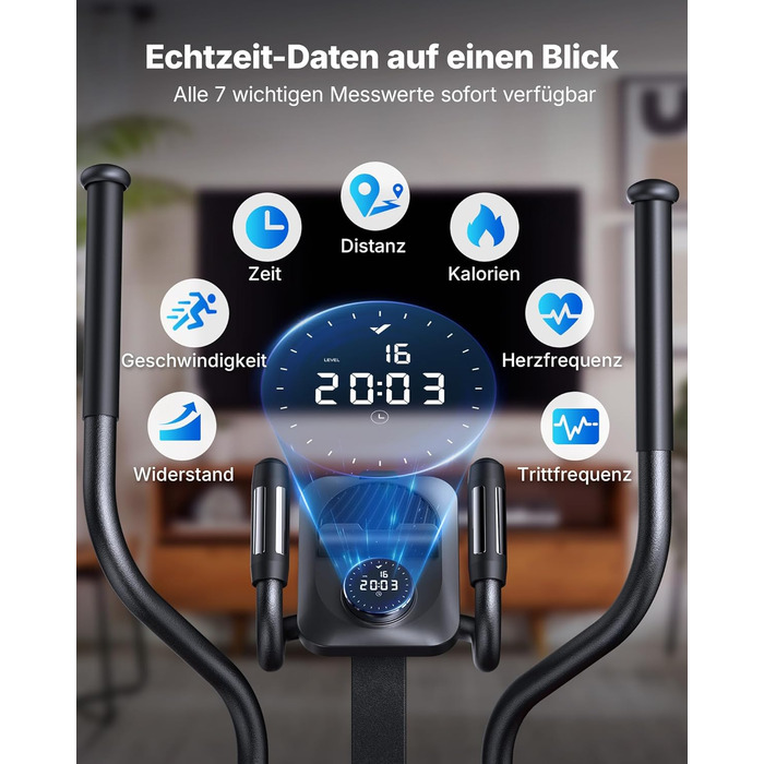 Еліптичний тренажер MERACH E33 для дому: 16 рівнів опору, самостійне живлення, до 150 кг, ультратихий, з додатком