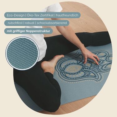 Йога мат Bodhi Leela Collection | Нековзна спортивна мат | Безпечна та миюча мат | PVC мат для йоги, пілатесу та гімнастики (Lunalign, темно-синій)