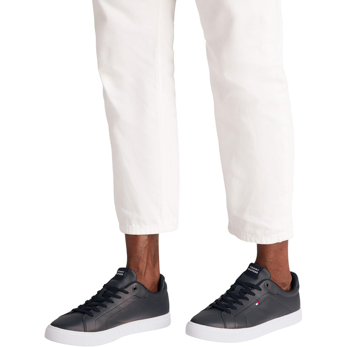 Шкіряні чоловічі кросівки Tommy Hilfiger Low Icon Court Leather Flag Essential, сині (розмір 45 EU)