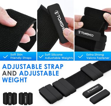 Обтяжувачі для зап'ястя та щиколоток TOMSHOO 2шт, набір, чорні, 2LBS
