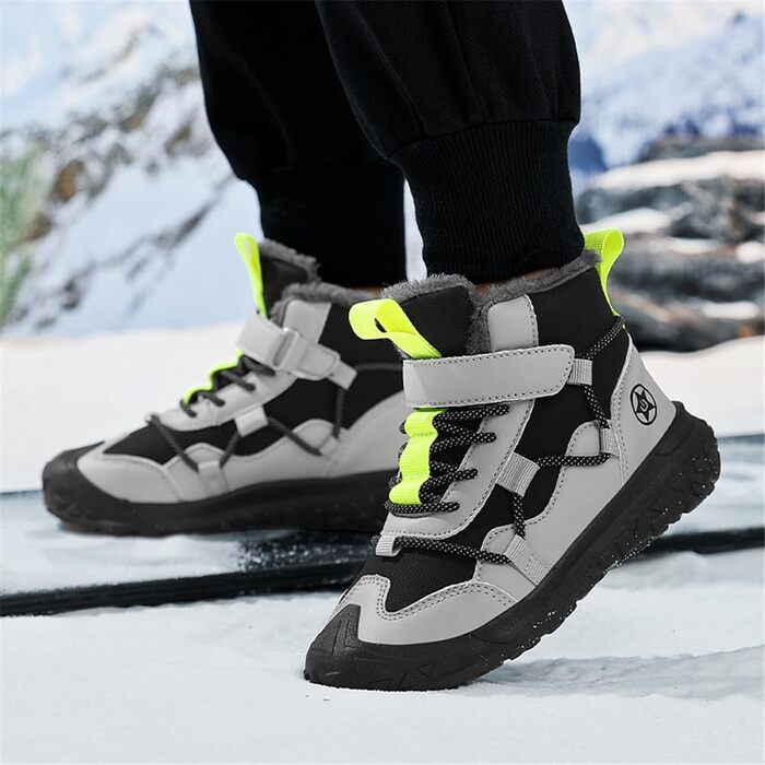 Водонепроникні зимові черевики для дітей: зимові чоботи для дівчаток та хлопчиків, утеплені, для активного відпочинку, неслизькі, сірі (28 EU)