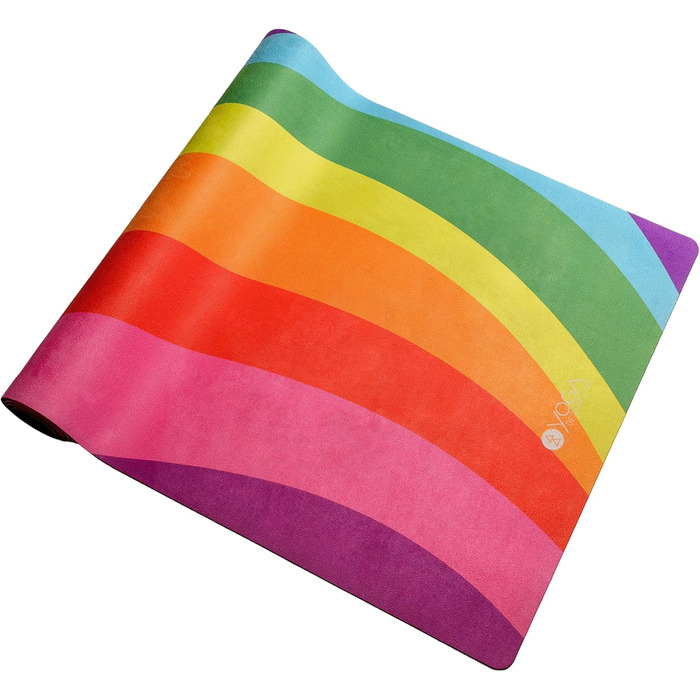 Йога-мат Yoga Design Lab Combo Rainbow 3.5 мм, нековзкий, натуральний каучук, рушник-килимок 2-в-1, з ременем для перенесення, для інтенсивних тренувань