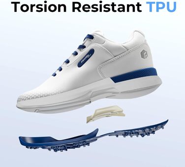 Гольф-взуття FitVille для чоловіків з широкою колодкою. Широкі гольф-туфлі з шнурівкою, дихаючі, для тренувань. Сірий, білий, розмір 40-49 (50 EU, білий, синій)