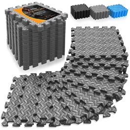 Набір пазл-килимків для фітнесу та спорту Amonax, захисний мат з пінопласту 30x30 см, сірий (18 шт, 1.67 м²), для дому, гаража та басейну