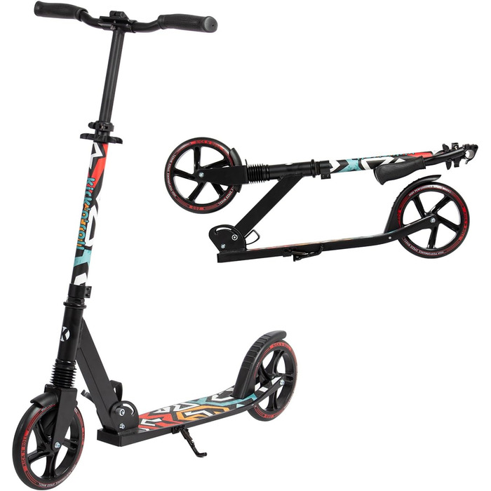 Самокат Leogreen Cityroller 205 мм, алюмінієвий, складаний, регульований, для дорослих і підлітків, до 100 кг, PU колеса, зі стійкою