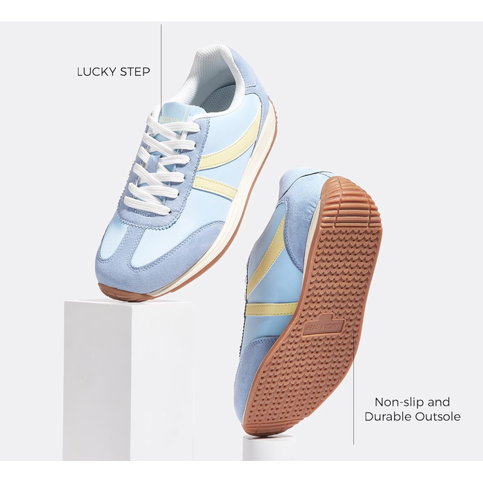 Жіночі ретро-кросівки LUCKY STEP: зручні повсякденні черевики 39 EU, синьо-жовті, з протиковзкою підошвою та дихаючою підкладкою